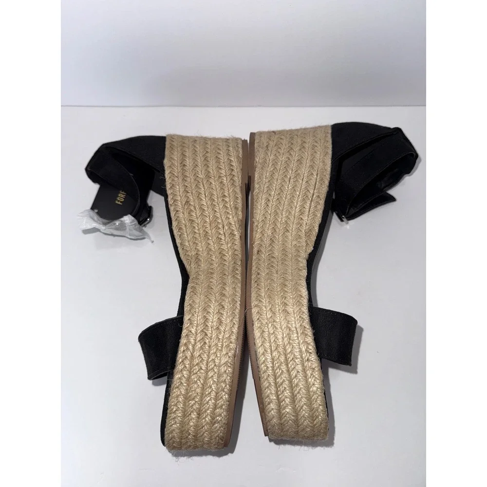 Women 9 Espadrilles Blk Wedges Sandals Chunky Resort Boho Raffia Festival Y2K‎